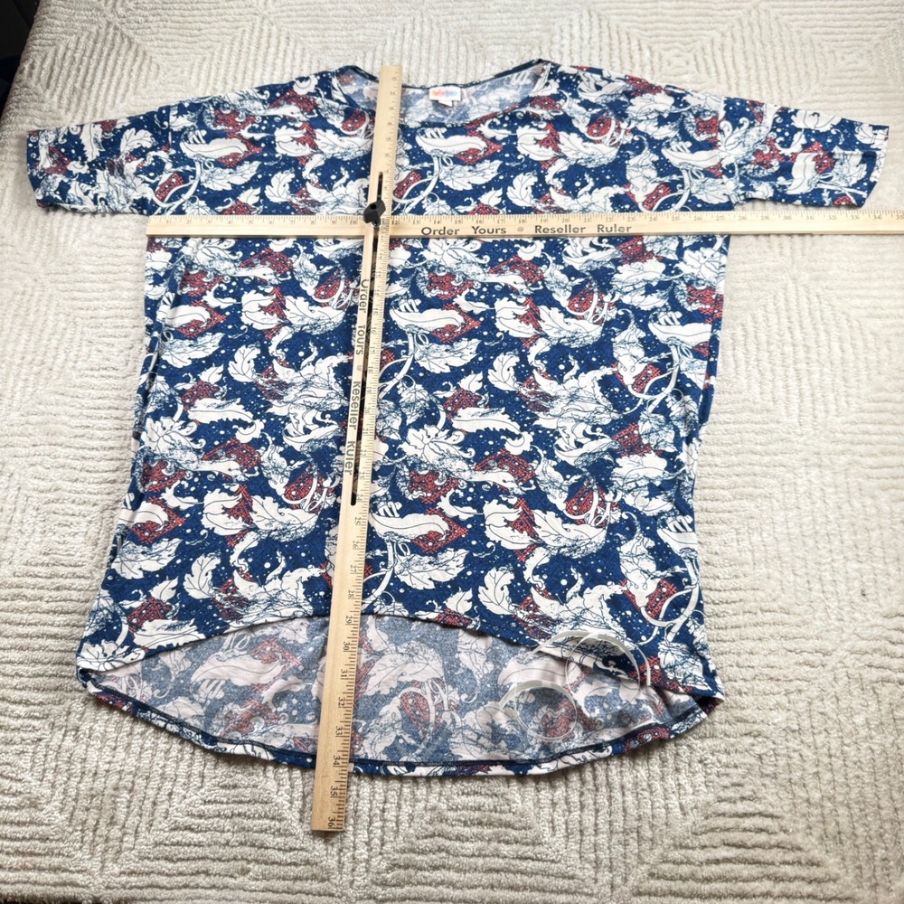LuLaRoe Irma Tunic Top Womens XL Blue Floral Short Sleeve JC004 Modest Casual - Picture 2 of 12